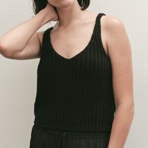 Mijeong Park Women's blur Ribbed Knit V Neck Tank Top - Size M Medium